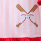 Pink baseball bow stripe ruffle shorts set