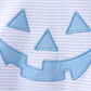Blue stripe Smirk face applique top