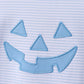 Blue stripe Smirk face applique romper
