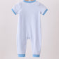 Blue stripe Smirk face applique romper