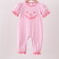 Pink stripe Smirk face applique romper