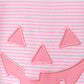 Pink stripe Smirk face applique romper