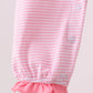 Pink stripe Smirk face applique romper