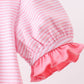 Pink stripe Smirk face applique romper