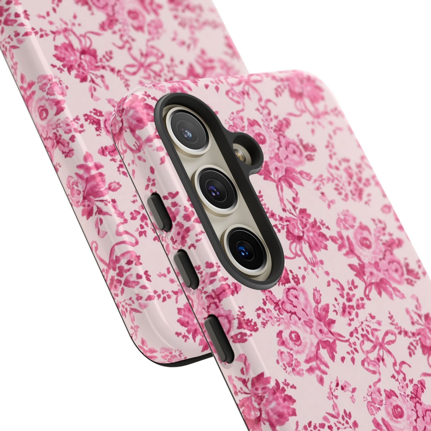 Pink Vintage Floral Tough Phone Case — Protective iPhone Cover