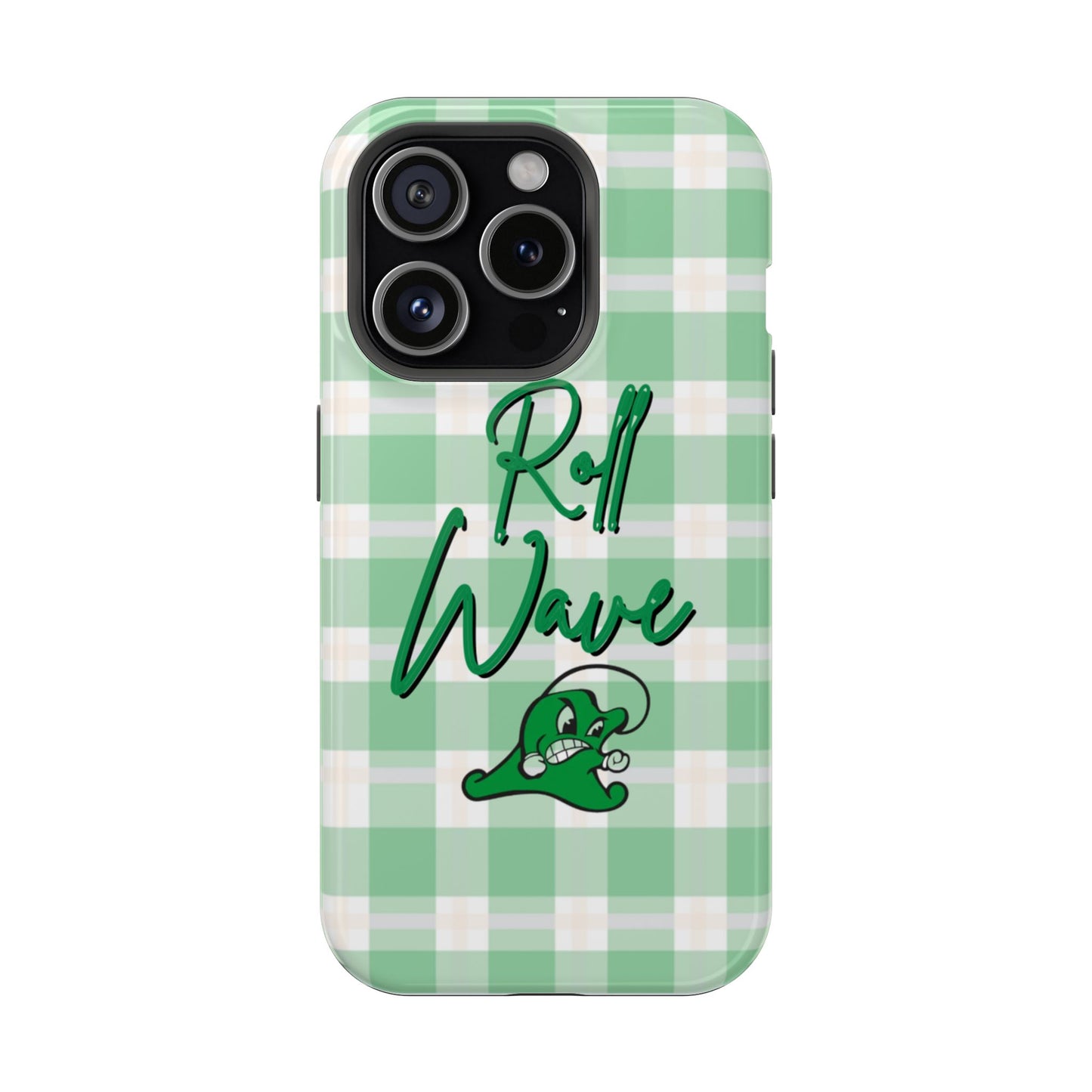 Phone Case — "Roll Wave" Green Plaid Magnetic Impact‑Resistant Case