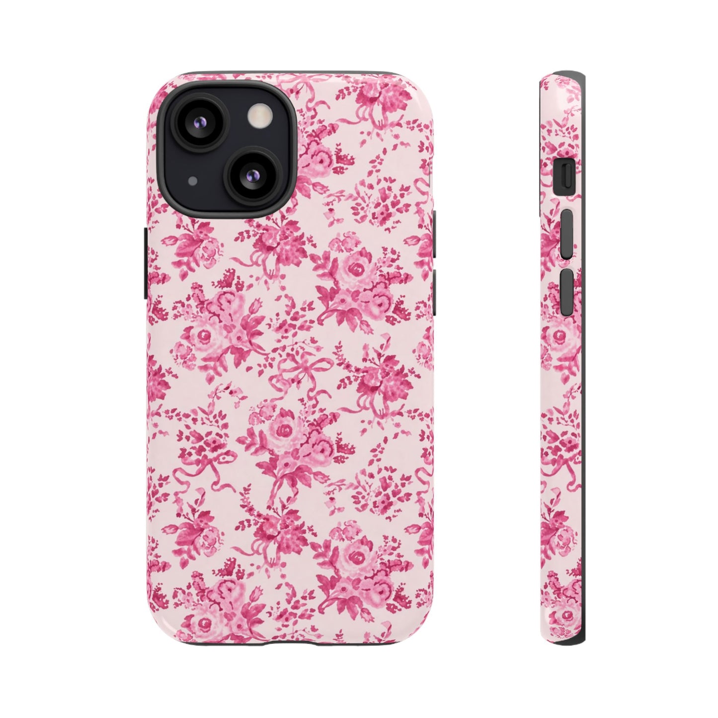 Pink Vintage Floral Tough Phone Case — Protective iPhone Cover