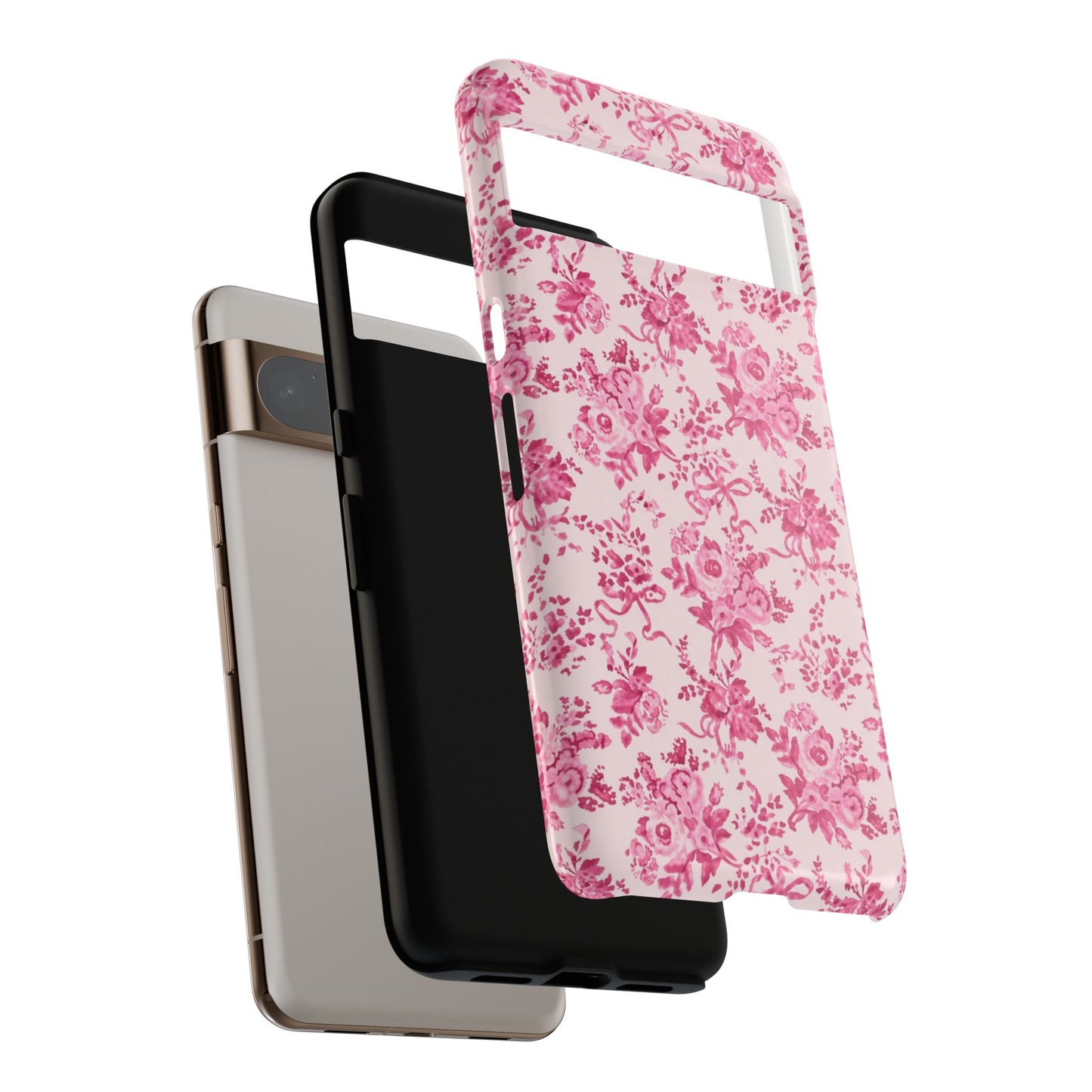Pink Vintage Floral Tough Phone Case — Protective iPhone Cover