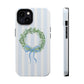 Floral Wreath Magnetic Impact Case — Blue Striped Protective Phone Case