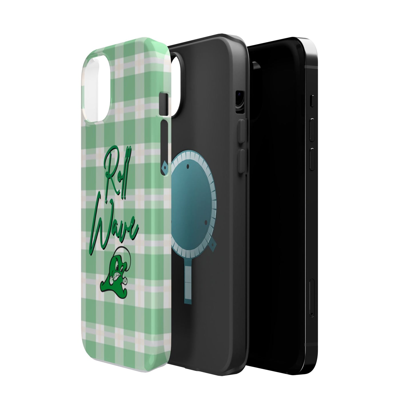 Phone Case — "Roll Wave" Green Plaid Magnetic Impact‑Resistant Case