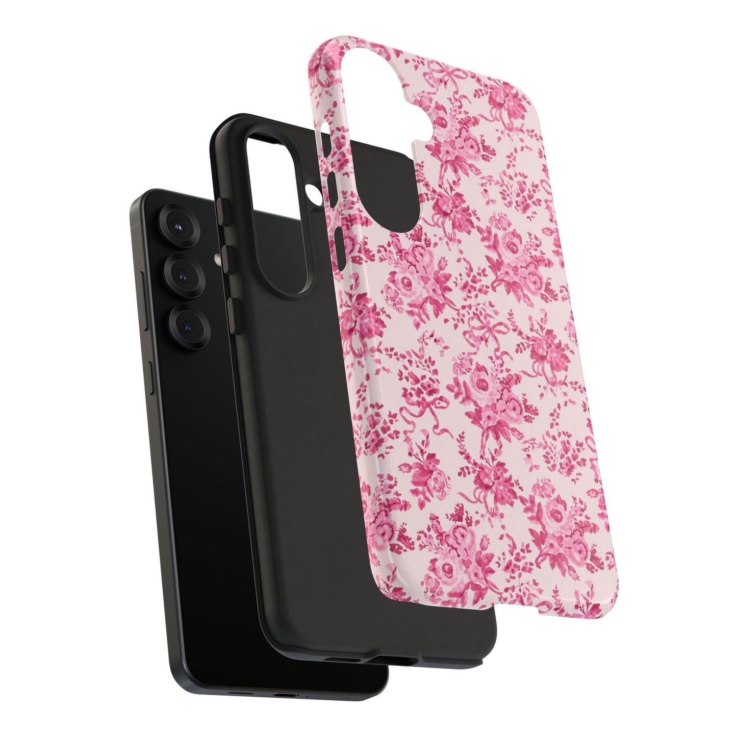 Pink Vintage Floral Tough Phone Case — Protective iPhone Cover