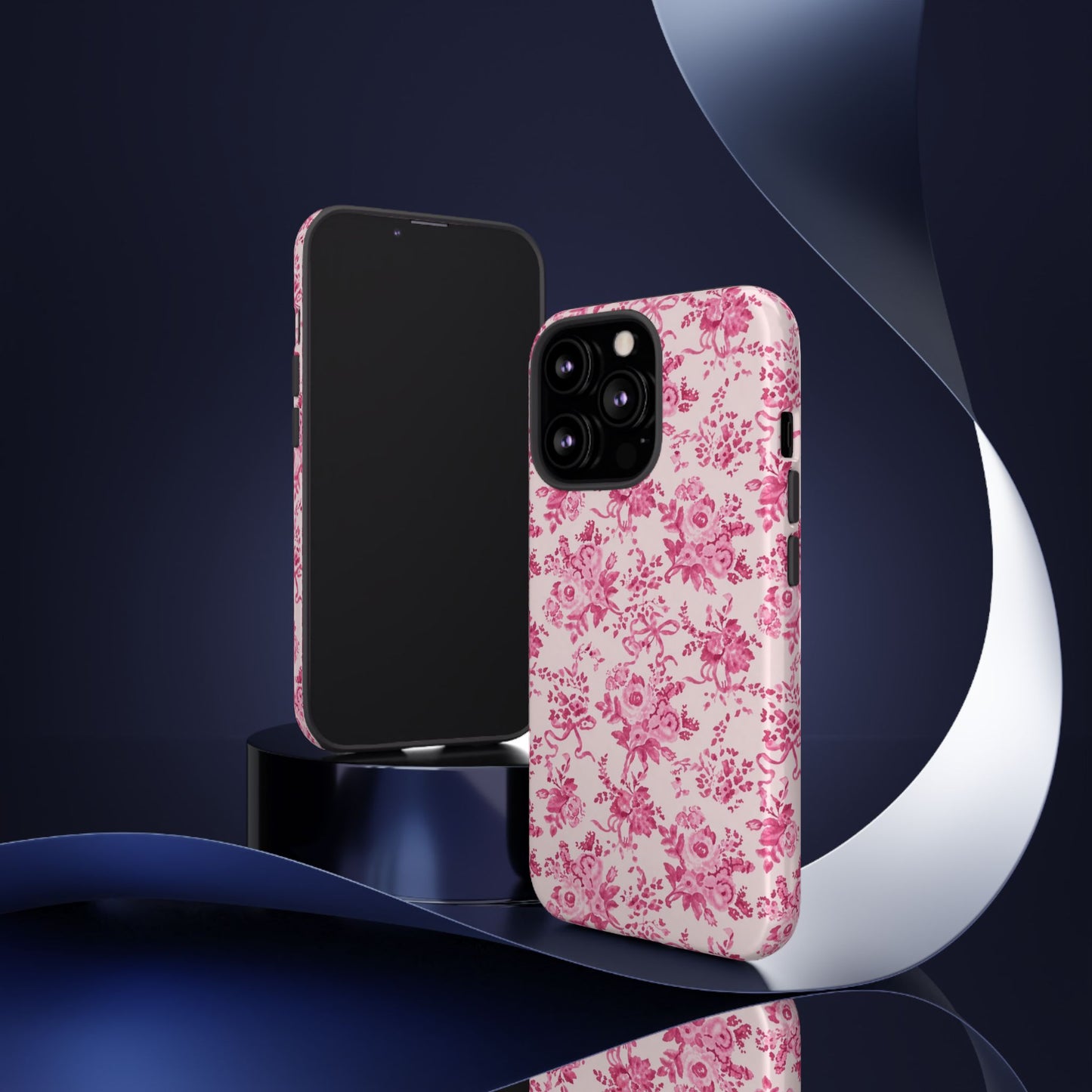 Pink Vintage Floral Tough Phone Case — Protective iPhone Cover
