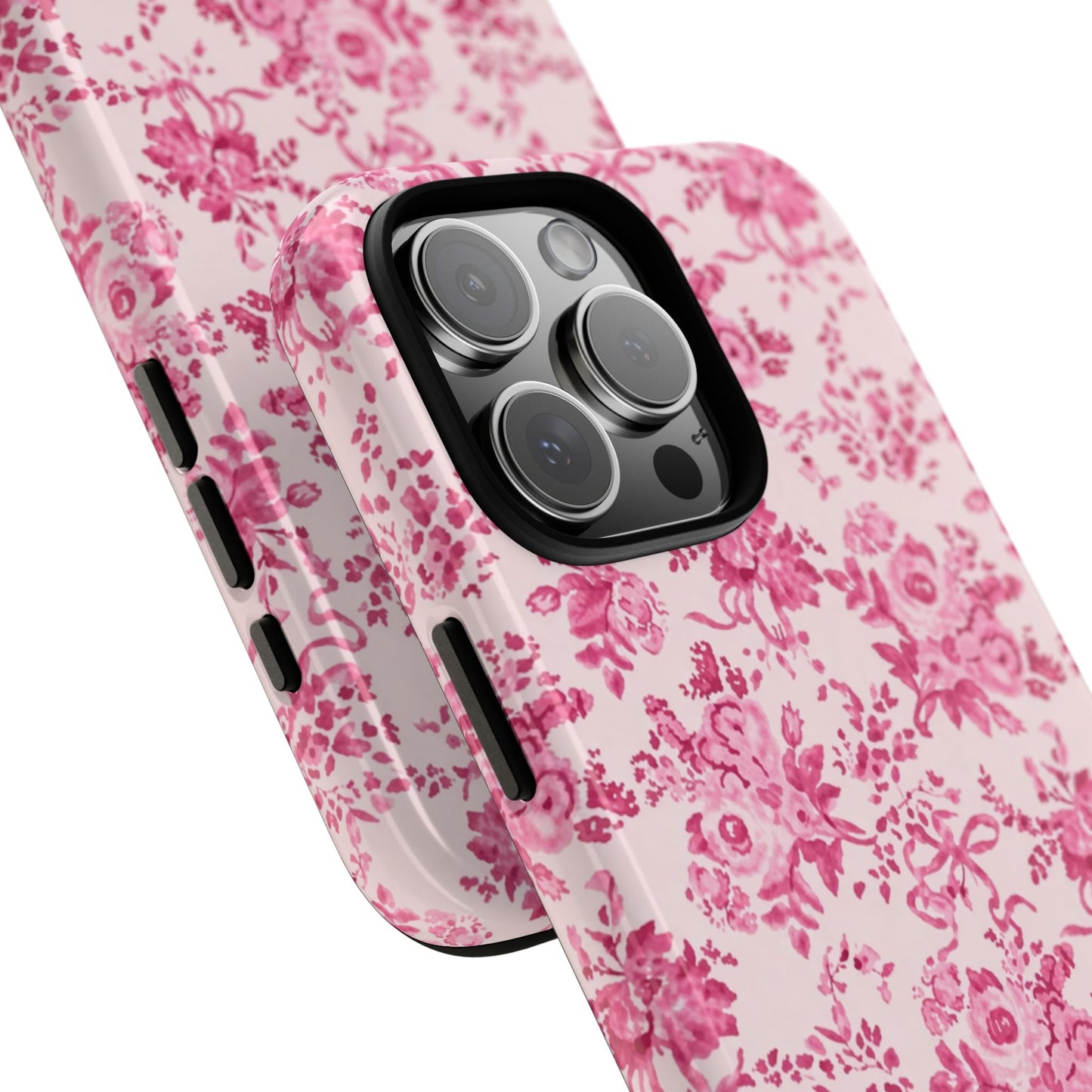 Pink Vintage Floral Tough Phone Case — Protective iPhone Cover