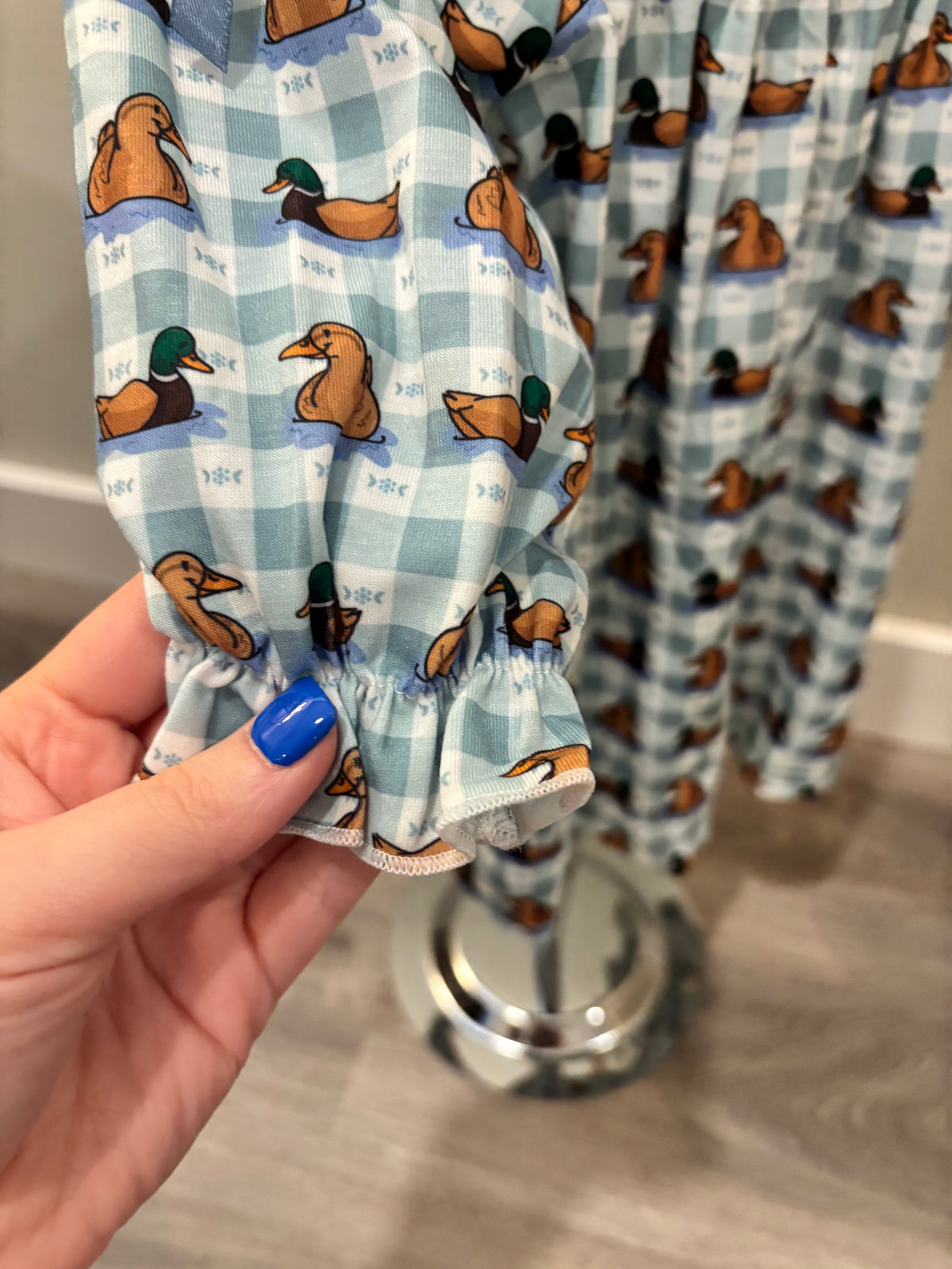 Blue Mallard Duck Embroidery Dress - READY TO SHIP/PICKUP!