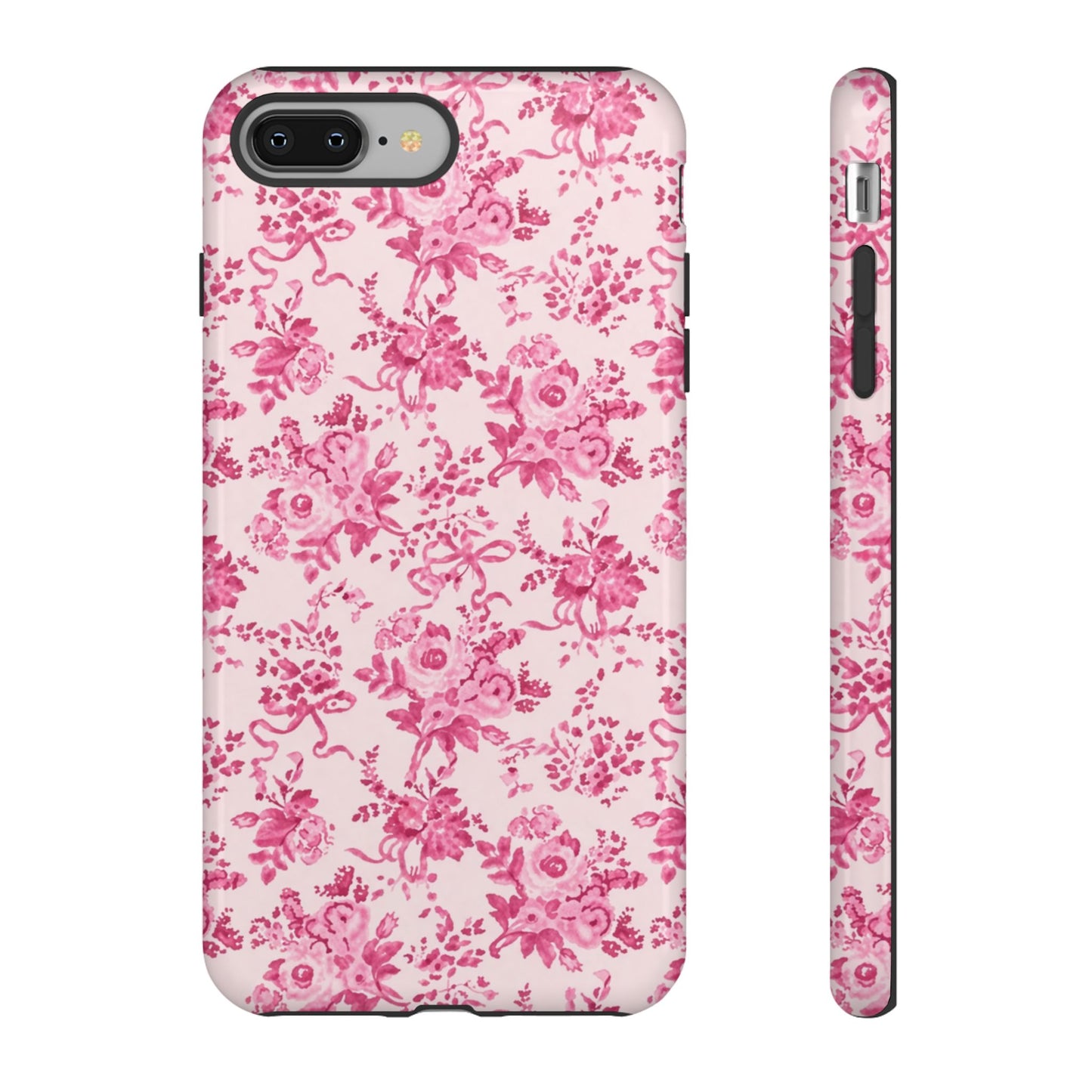 Pink Vintage Floral Tough Phone Case — Protective iPhone Cover
