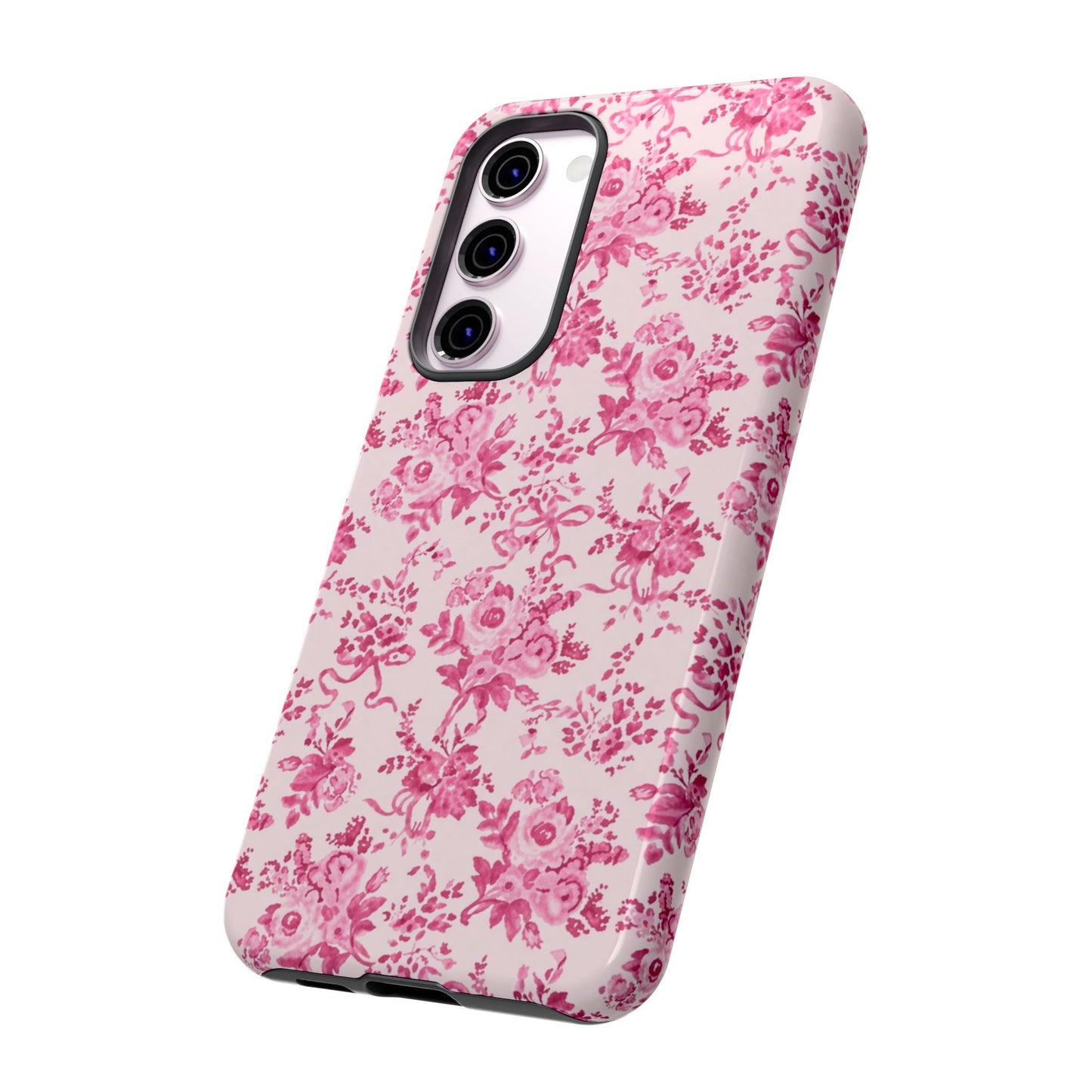 Pink Vintage Floral Tough Phone Case — Protective iPhone Cover