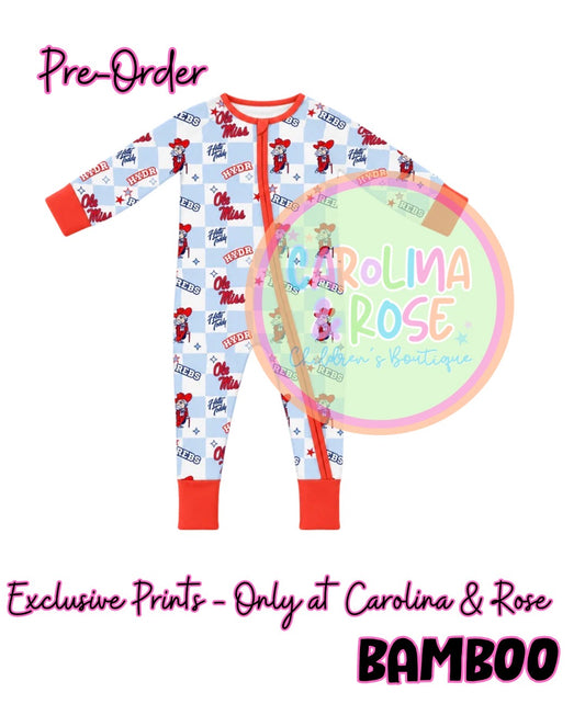 EXCLUSIVE Ole Miss Bamboo Baby Zippie *PRE-ORDER*