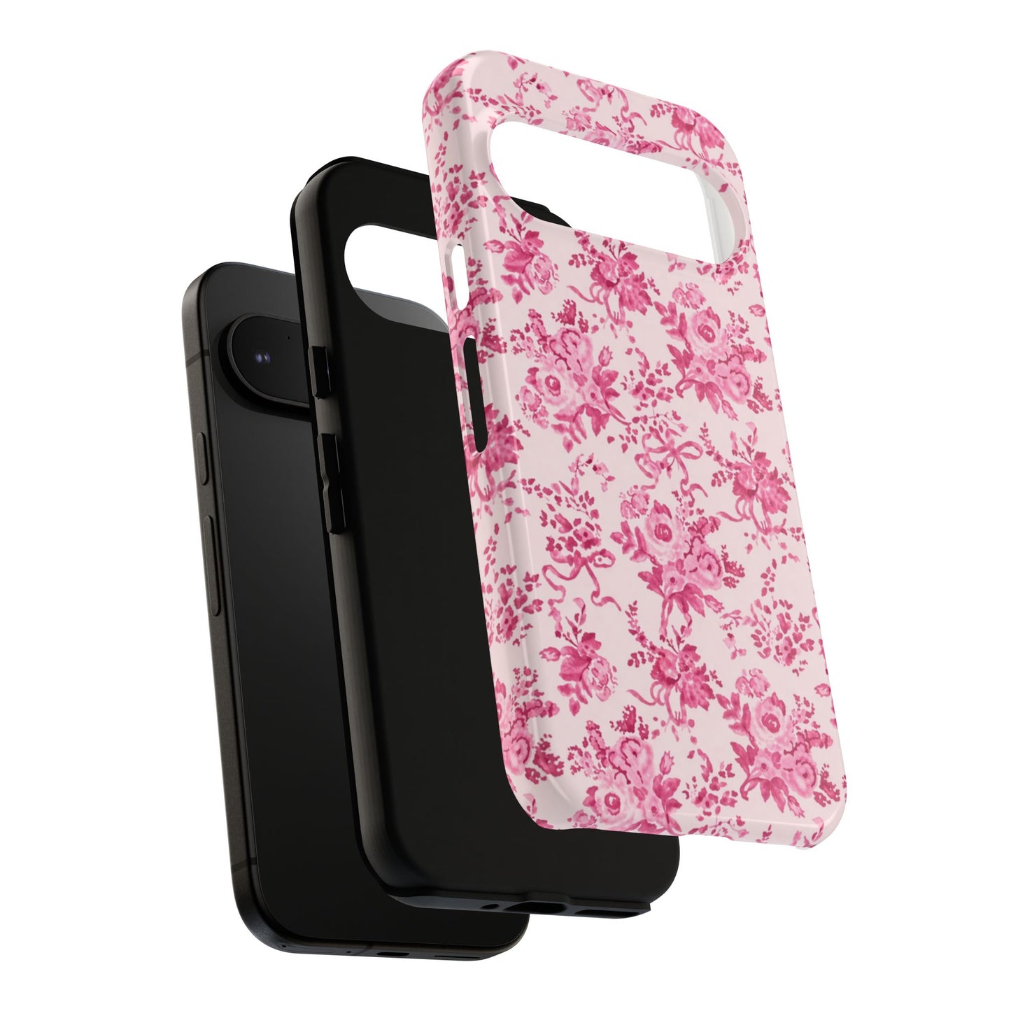 Pink Vintage Floral Tough Phone Case — Protective iPhone Cover