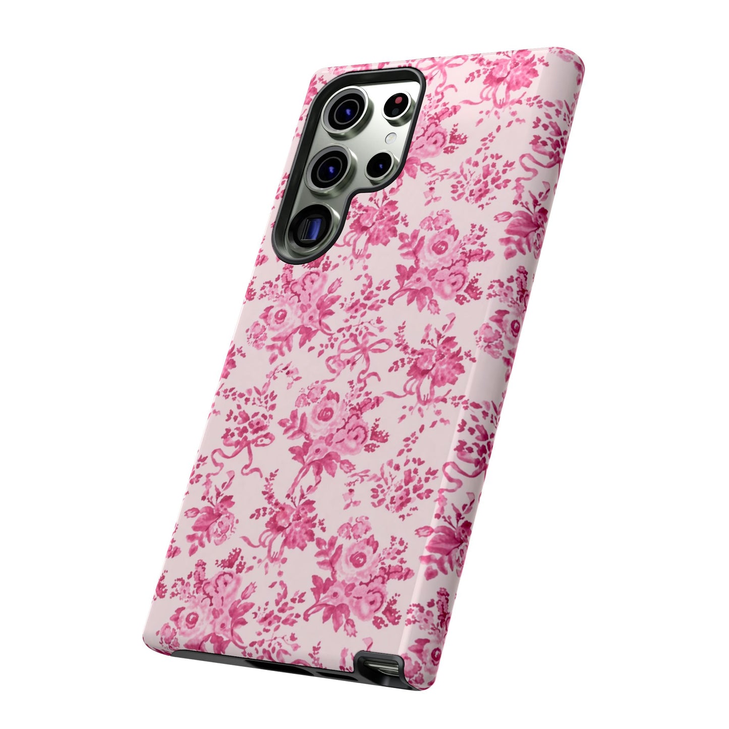 Pink Vintage Floral Tough Phone Case — Protective iPhone Cover