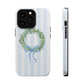 Floral Wreath Magnetic Impact Case — Blue Striped Protective Phone Case