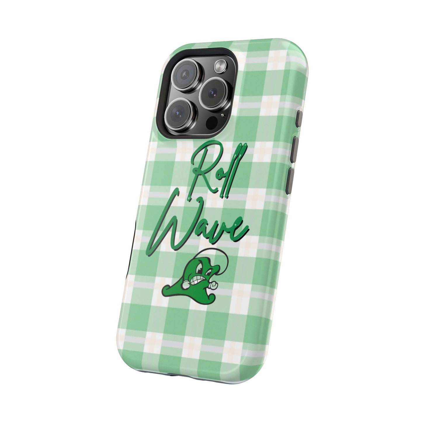 Phone Case — "Roll Wave" Green Plaid Magnetic Impact‑Resistant Case