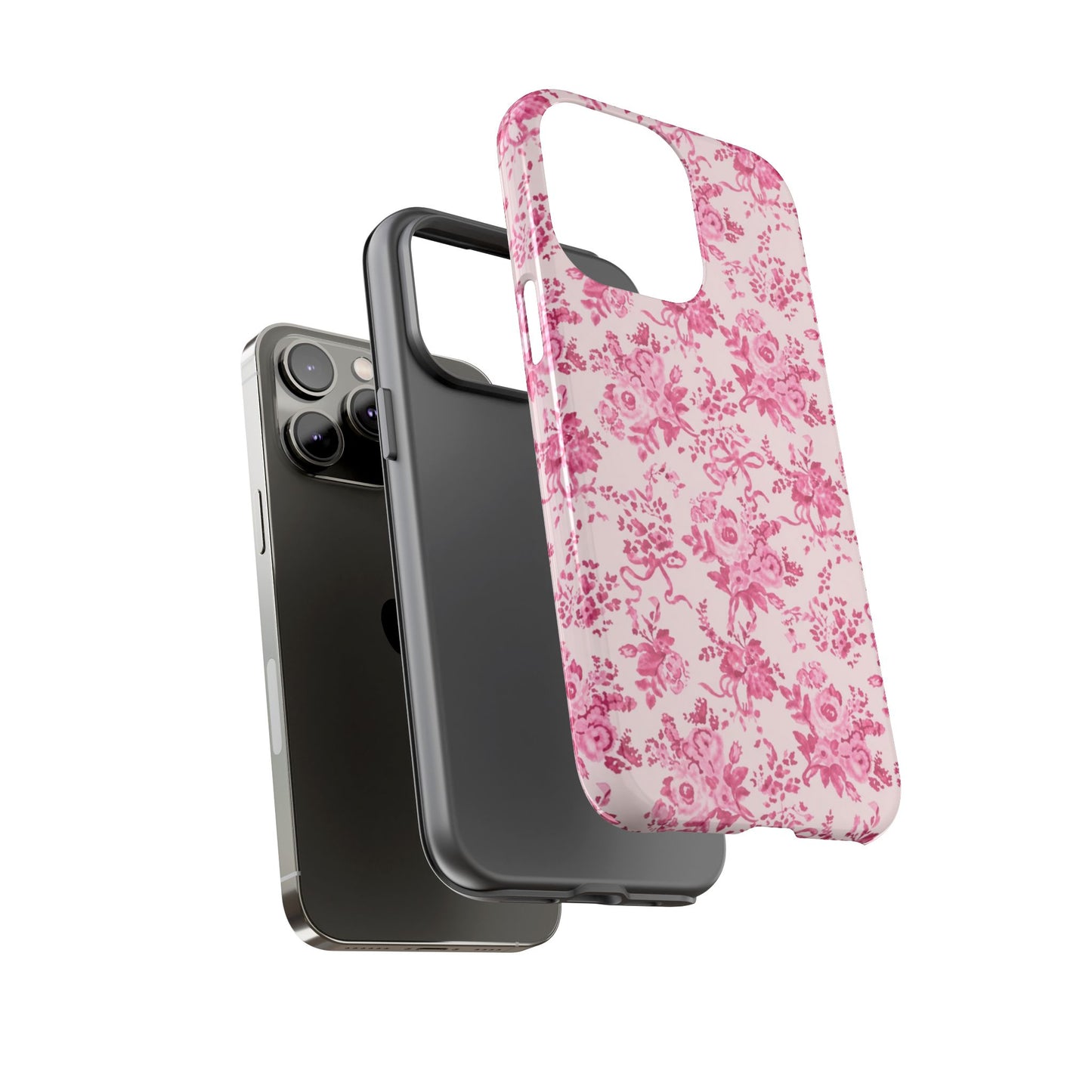 Pink Vintage Floral Tough Phone Case — Protective iPhone Cover
