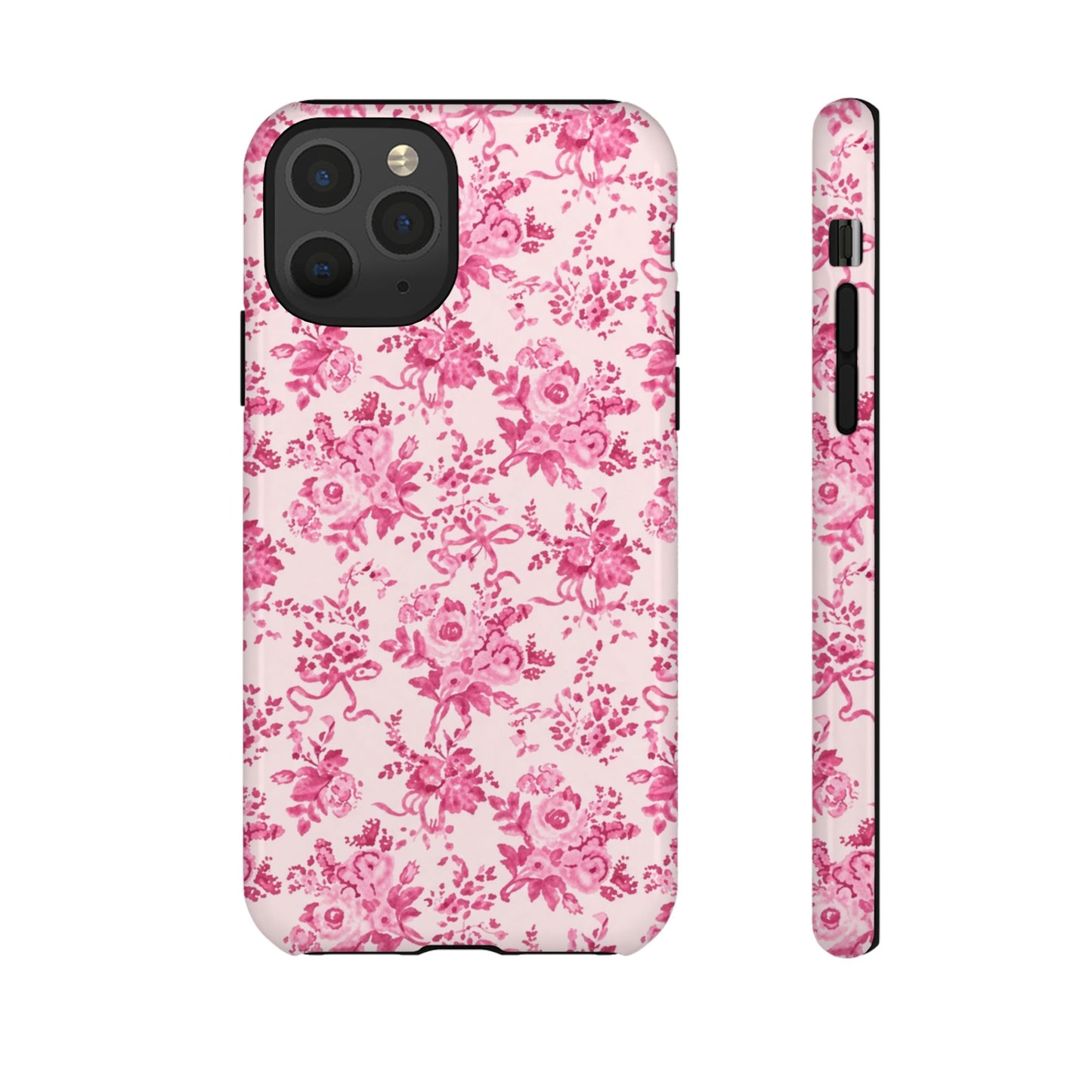 Pink Vintage Floral Tough Phone Case — Protective iPhone Cover