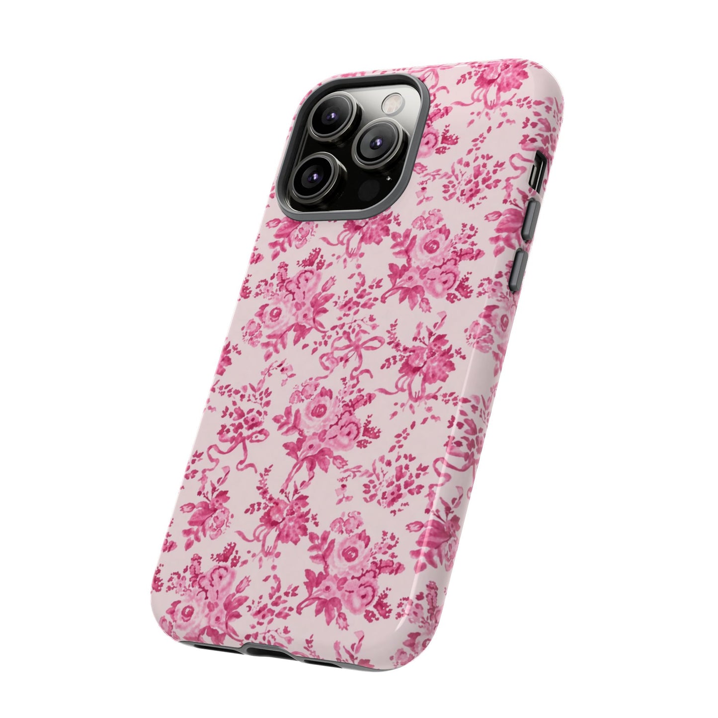 Pink Vintage Floral Tough Phone Case — Protective iPhone Cover
