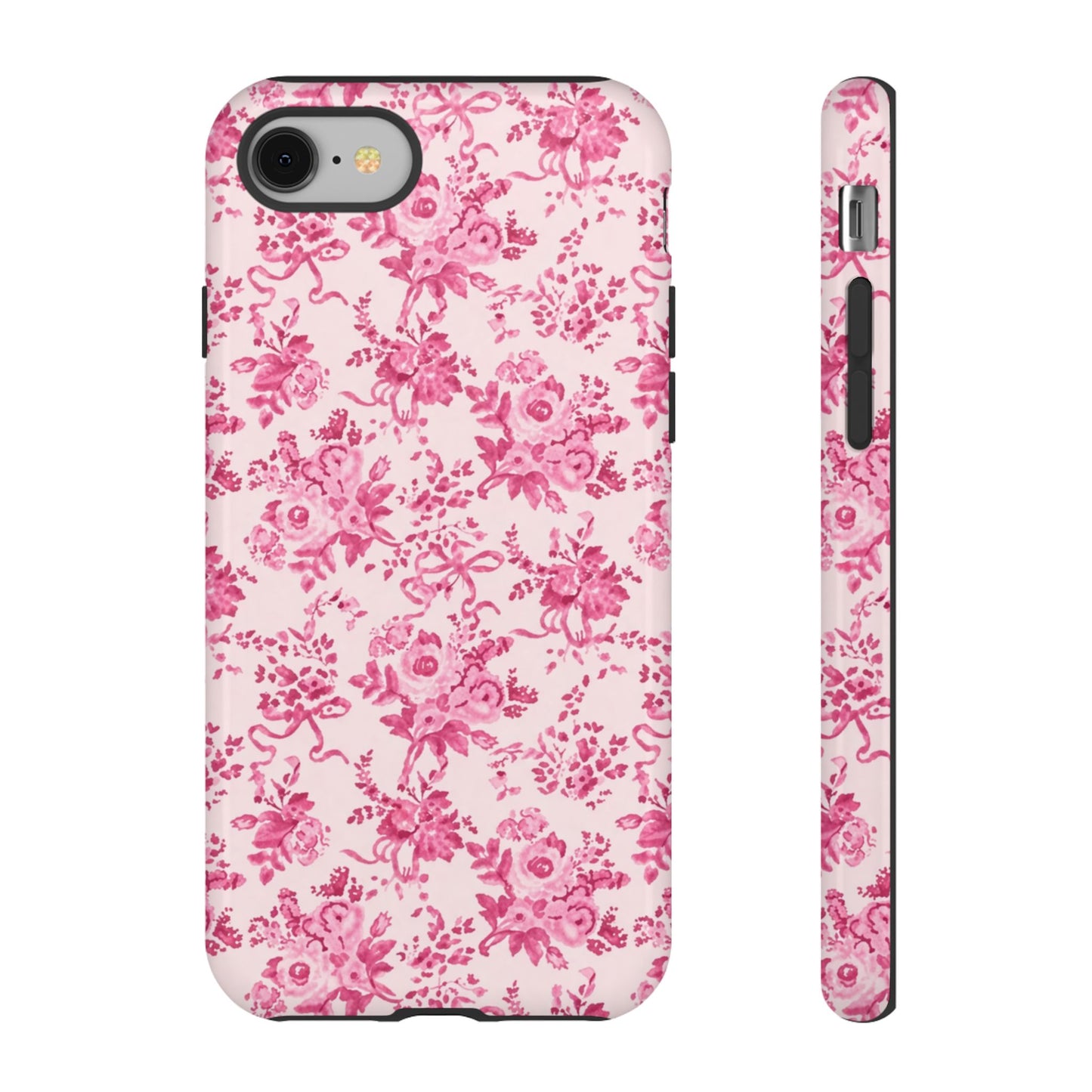 Pink Vintage Floral Tough Phone Case — Protective iPhone Cover