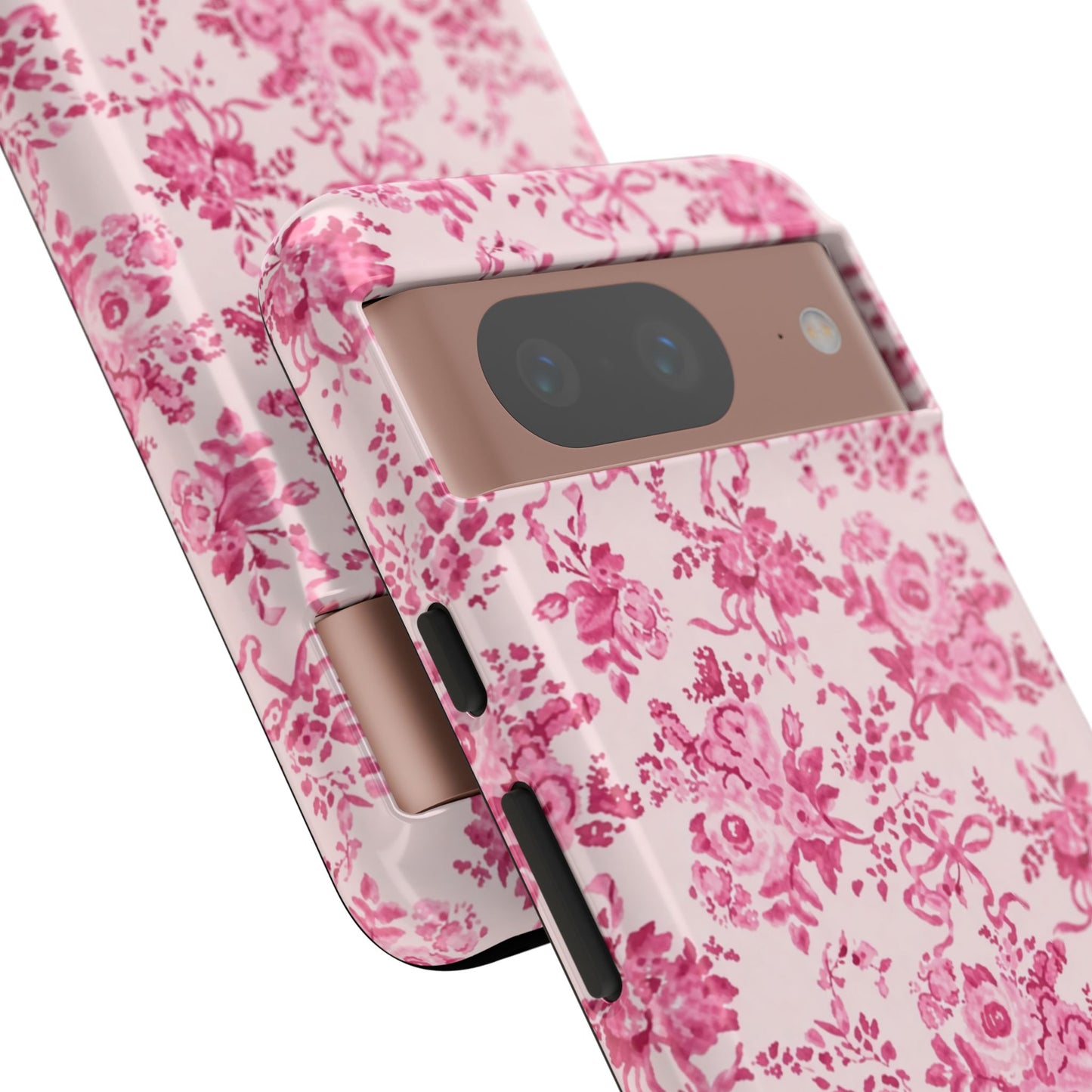 Pink Vintage Floral Tough Phone Case — Protective iPhone Cover