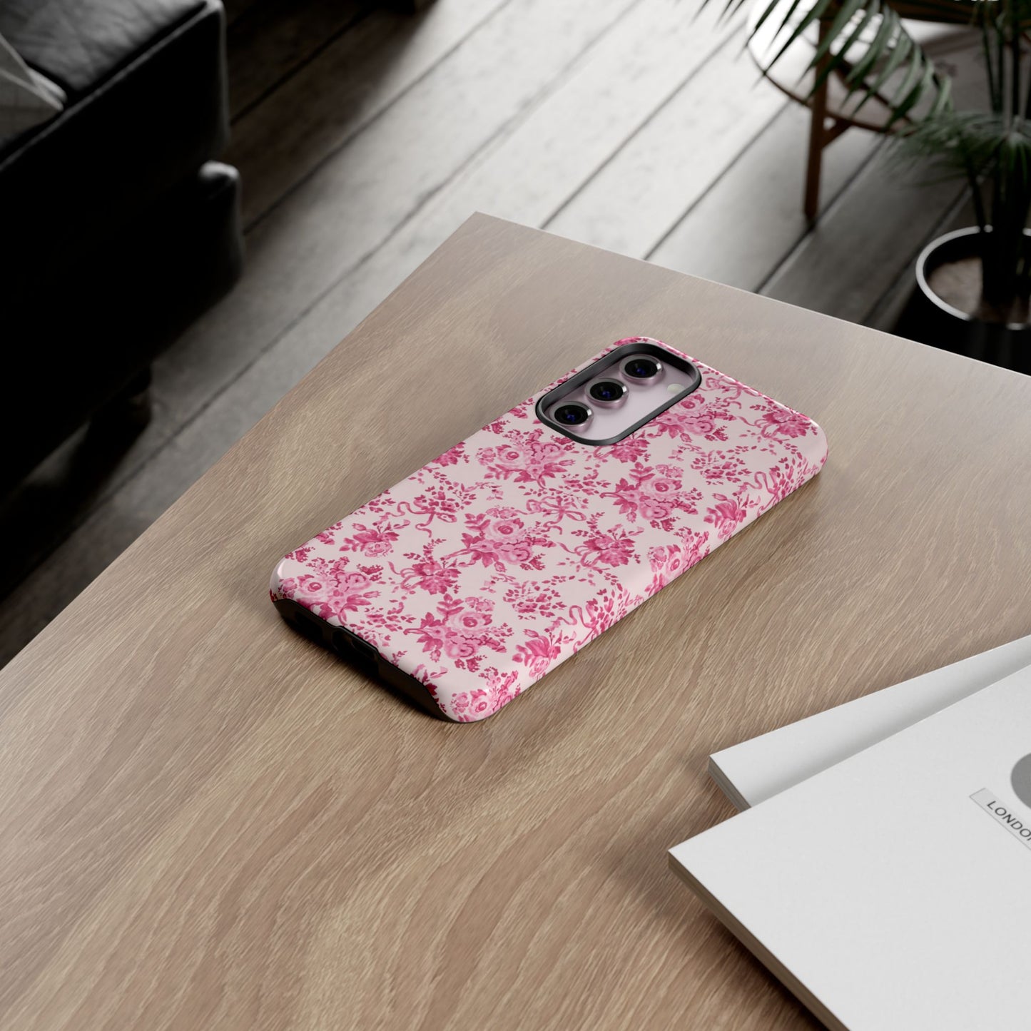 Pink Vintage Floral Tough Phone Case — Protective iPhone Cover