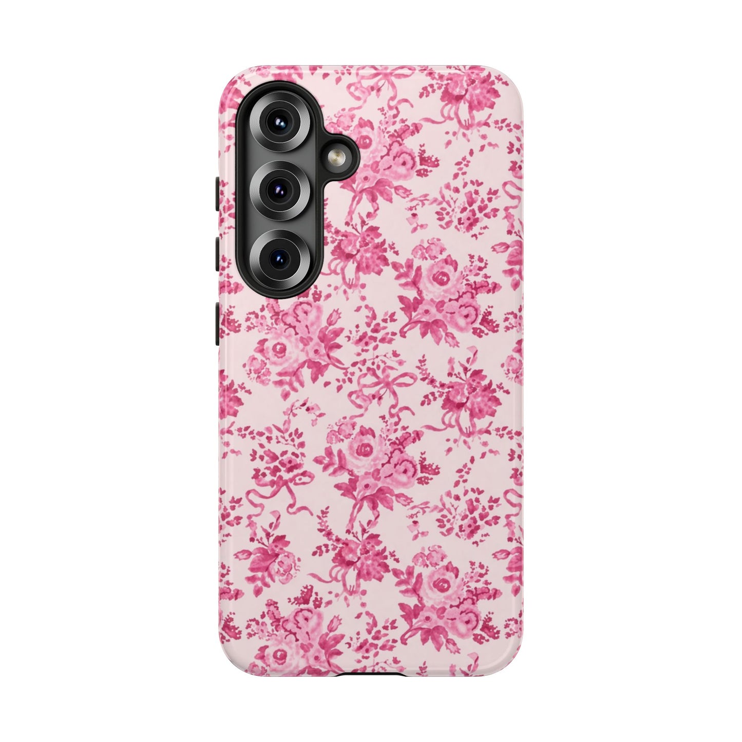 Pink Vintage Floral Tough Phone Case — Protective iPhone Cover
