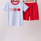 Red apple embroidery shorts set