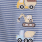 Blue stripe truck embroidery romper