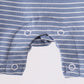 Blue stripe truck embroidery romper