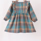 Teal Plaid Ruffle Dress
