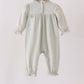 Sage turkey embroidery ruffle romper
