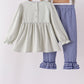 Sage turkey embroidery ruffle pants set