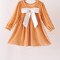 Gold velvet bow dress