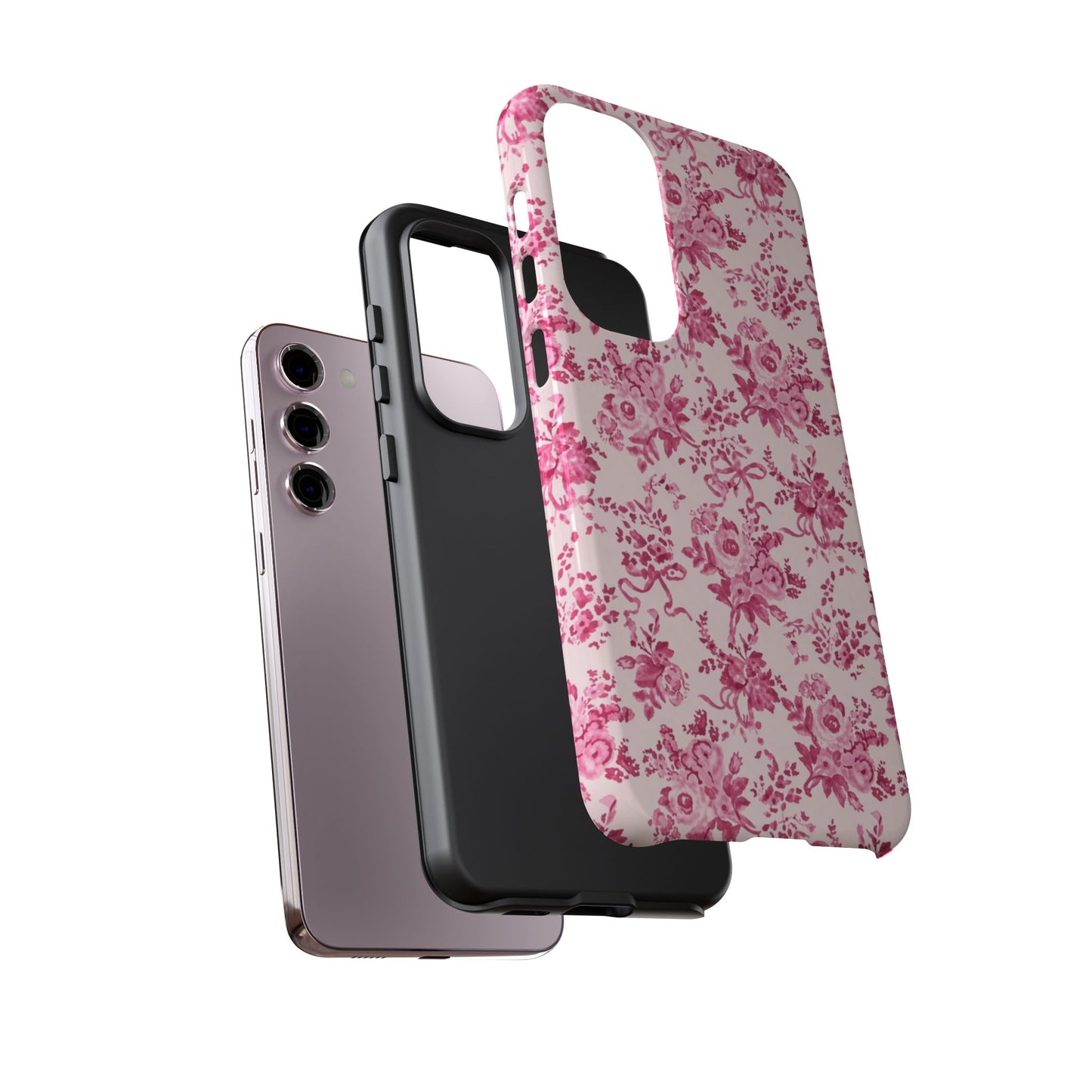 Pink Vintage Floral Tough Phone Case — Protective iPhone Cover