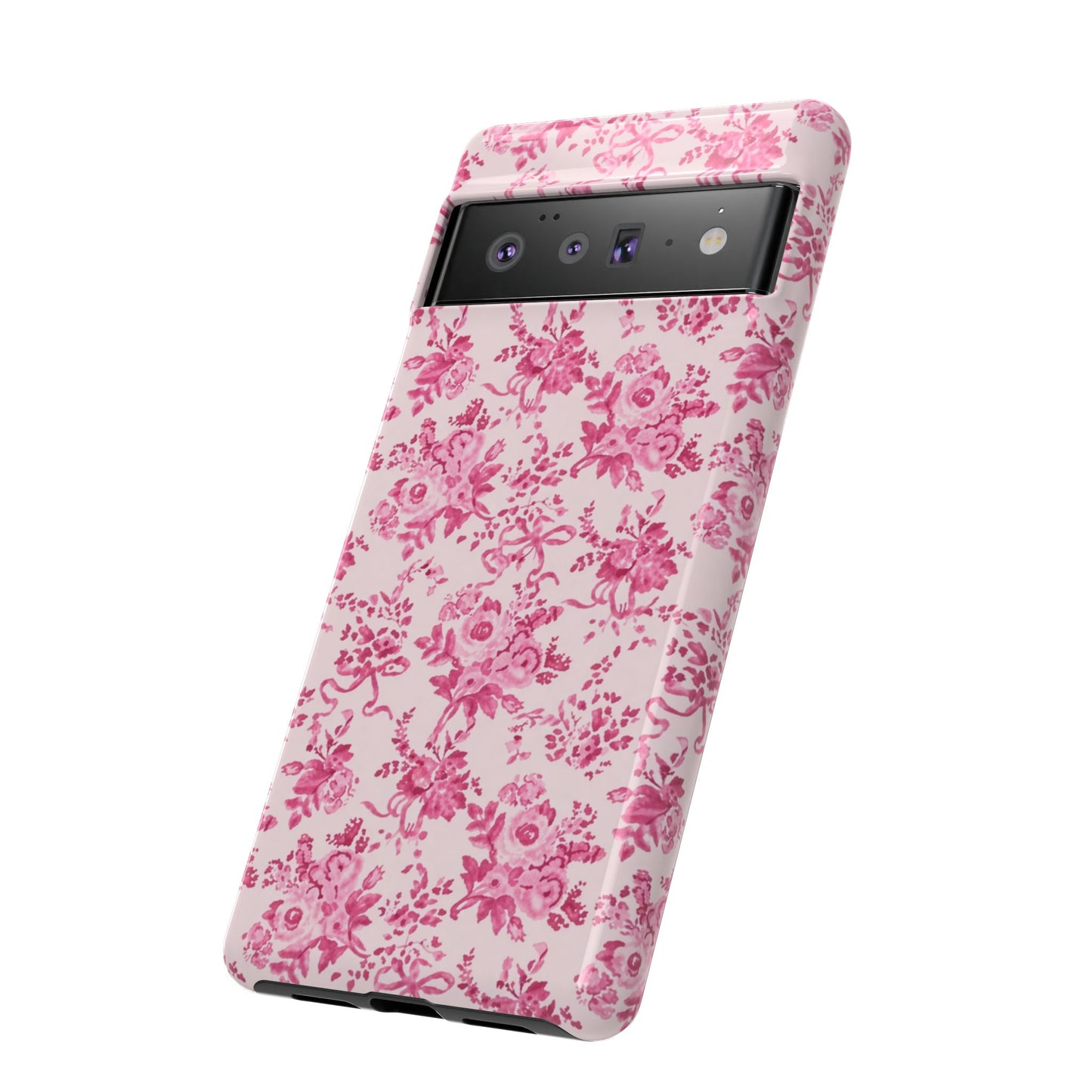 Pink Vintage Floral Tough Phone Case — Protective iPhone Cover