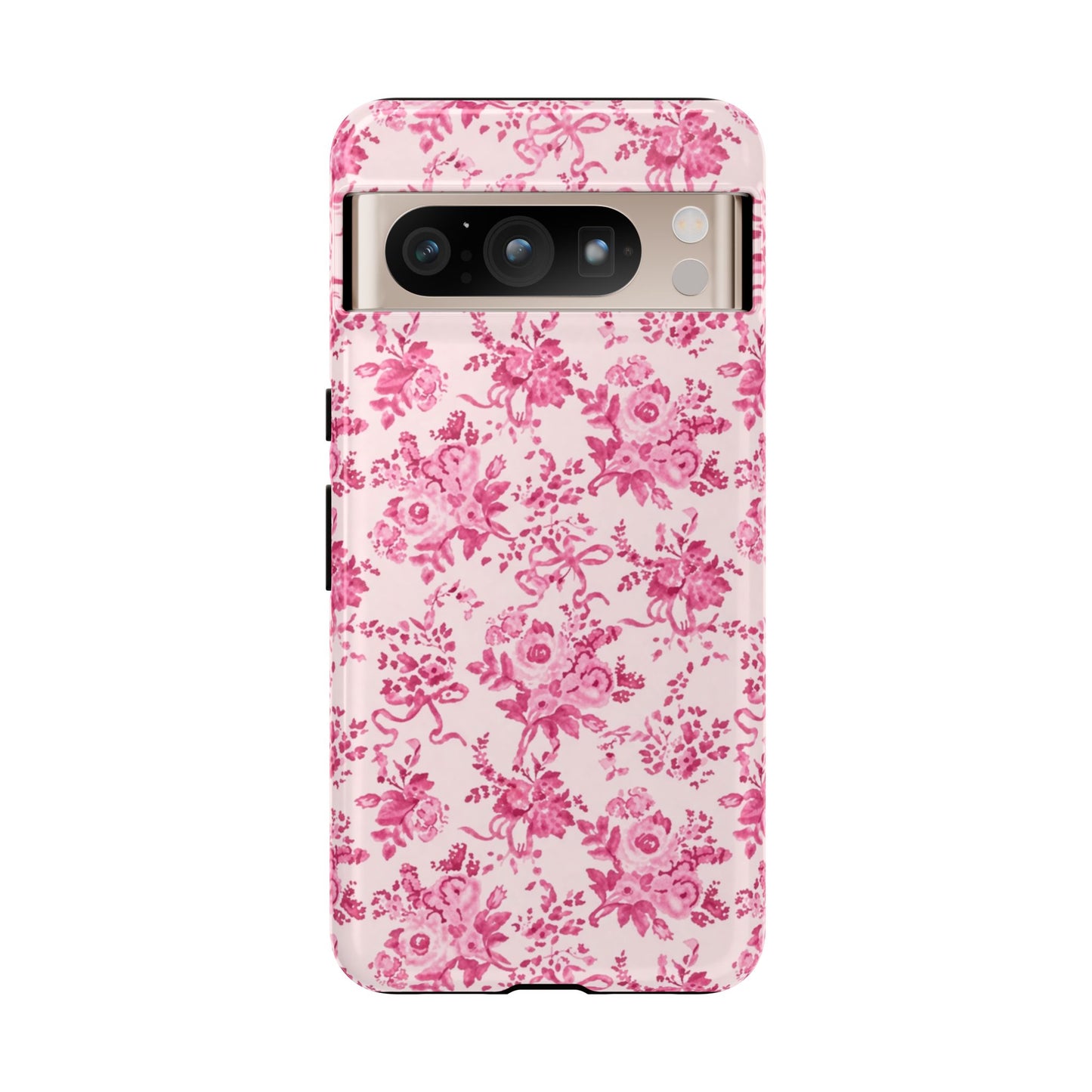 Pink Vintage Floral Tough Phone Case — Protective iPhone Cover