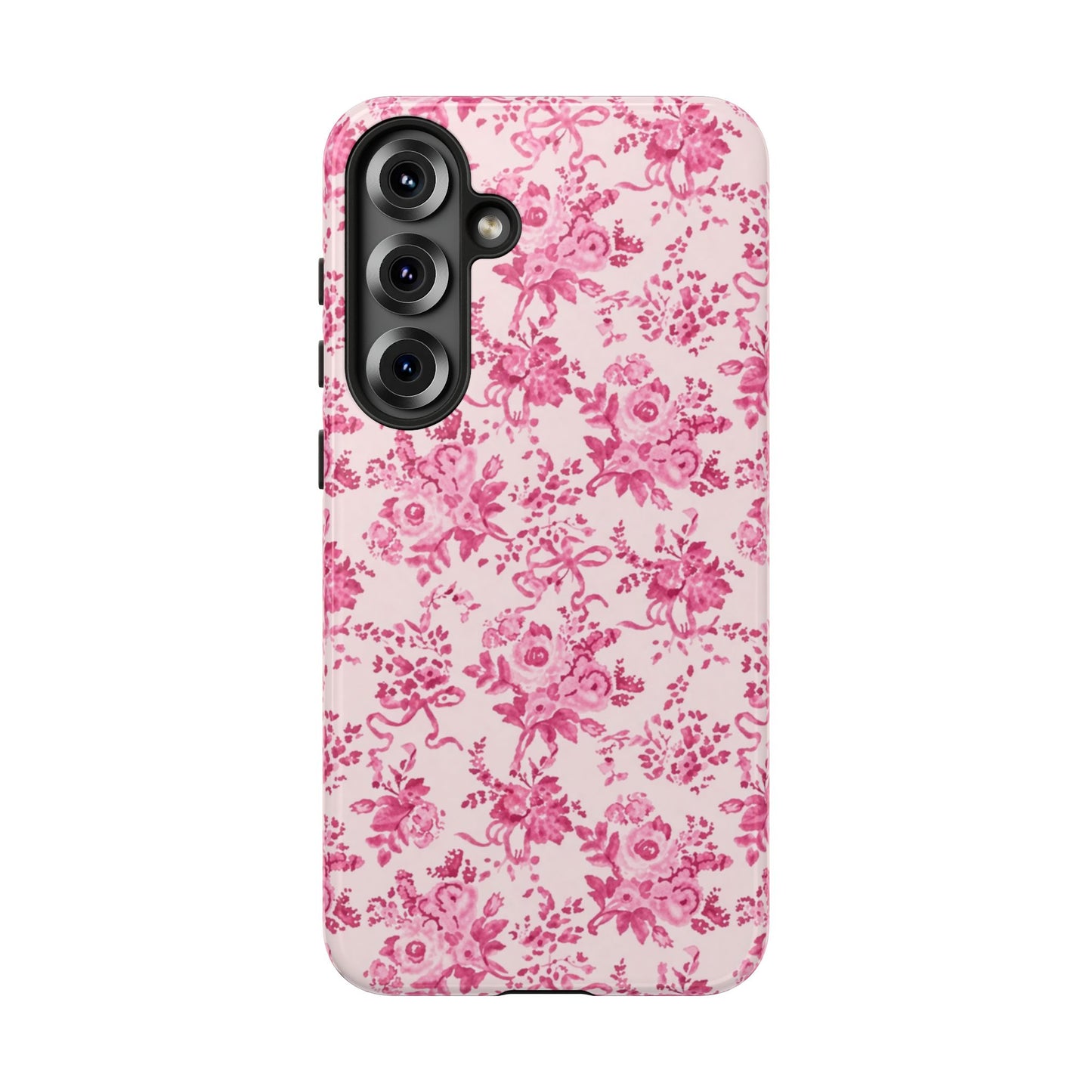 Pink Vintage Floral Tough Phone Case — Protective iPhone Cover