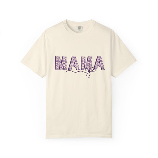 PURPLE - Mama Floral T-Shirt — Floral "MAMA" Graphic Tee for Moms, Mother's Day Gift