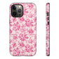Pink Vintage Floral Tough Phone Case — Protective iPhone Cover