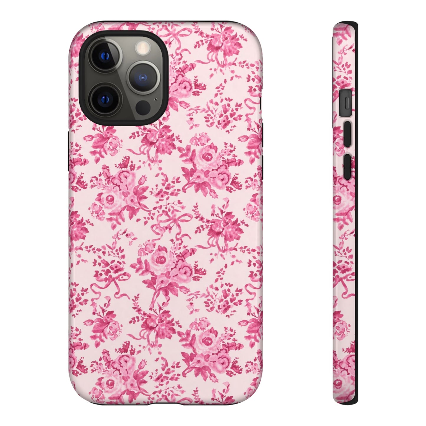 Pink Vintage Floral Tough Phone Case — Protective iPhone Cover