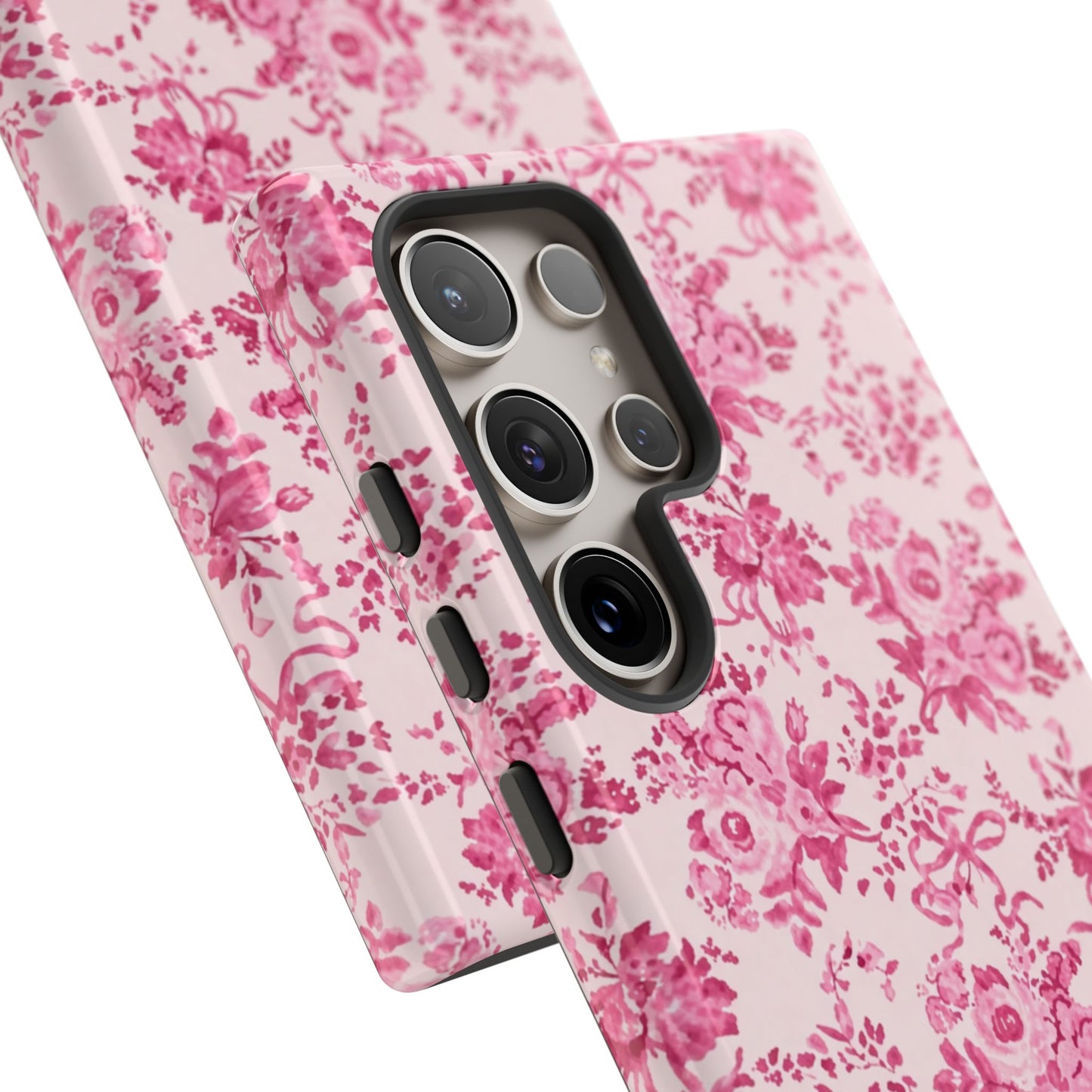 Pink Vintage Floral Tough Phone Case — Protective iPhone Cover