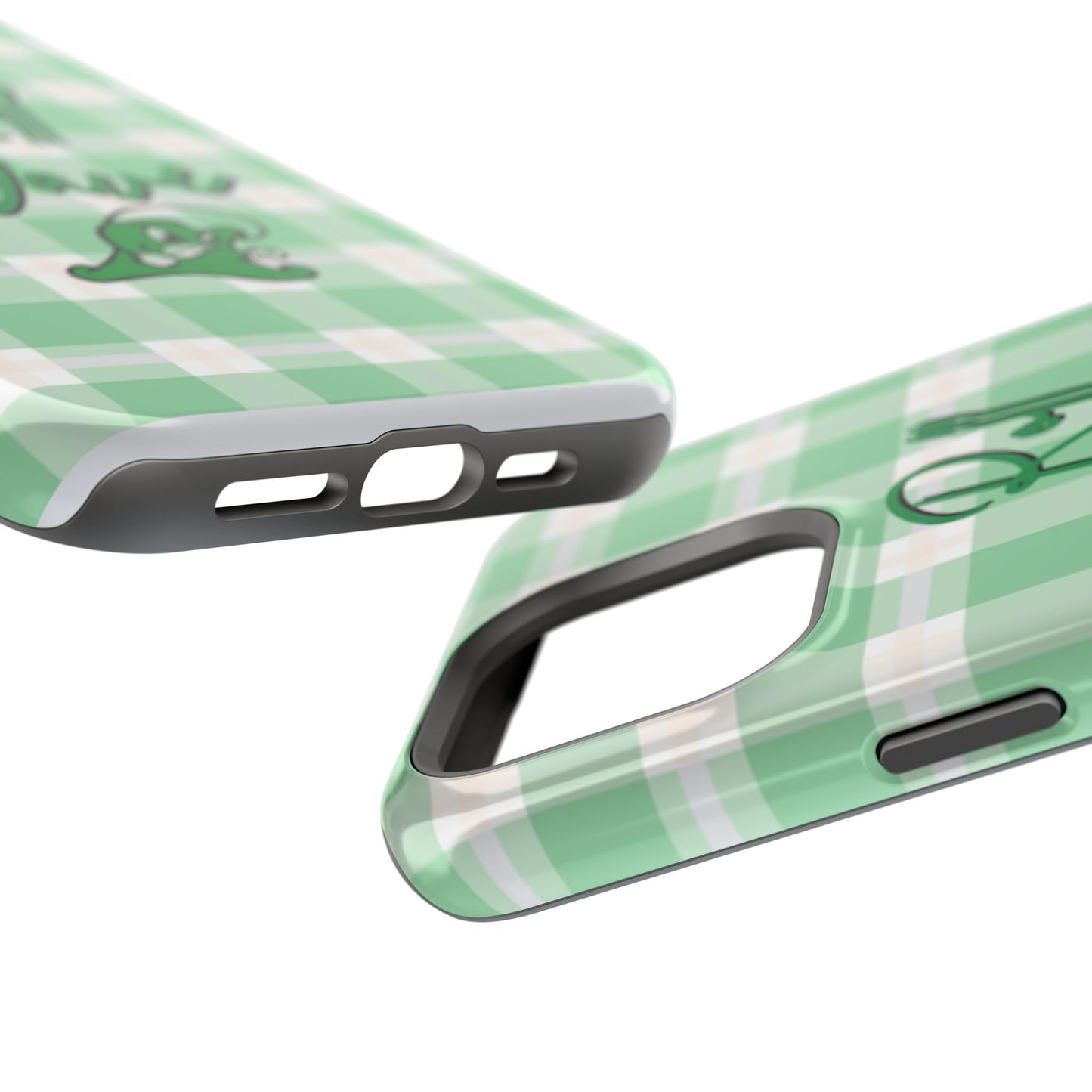 Phone Case — "Roll Wave" Green Plaid Magnetic Impact‑Resistant Case