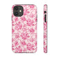 Pink Vintage Floral Tough Phone Case — Protective iPhone Cover