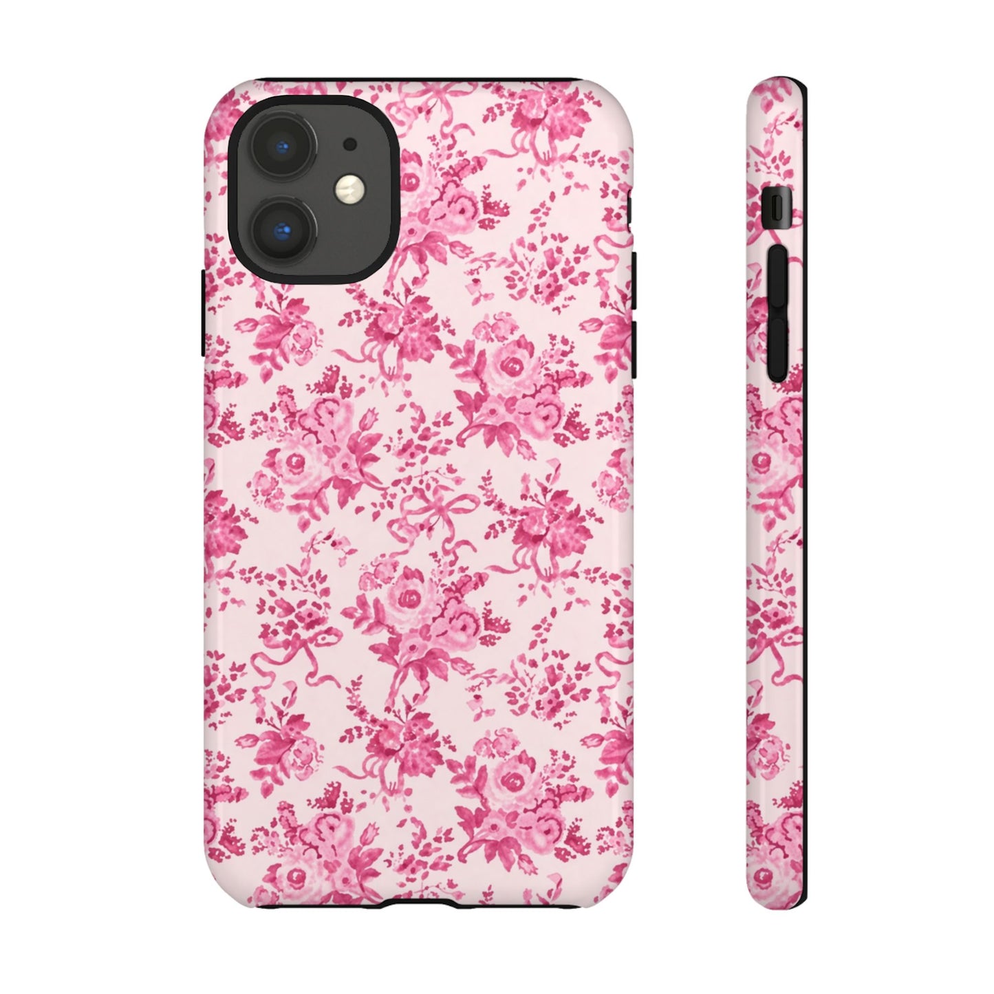 Pink Vintage Floral Tough Phone Case — Protective iPhone Cover